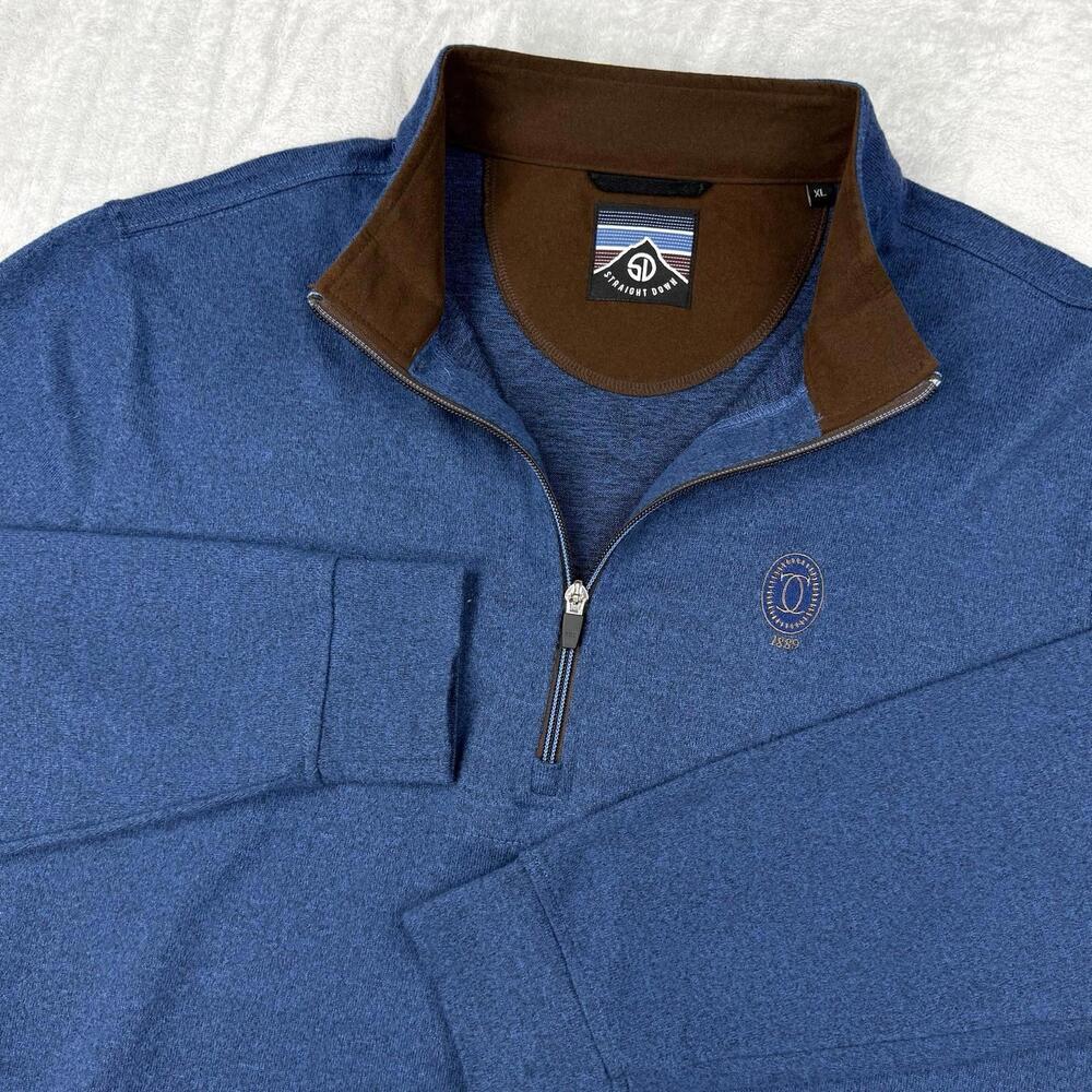 Straight Down Quarter Zip Pullover Blue Men Size XL Golf Performance Sweatshirt